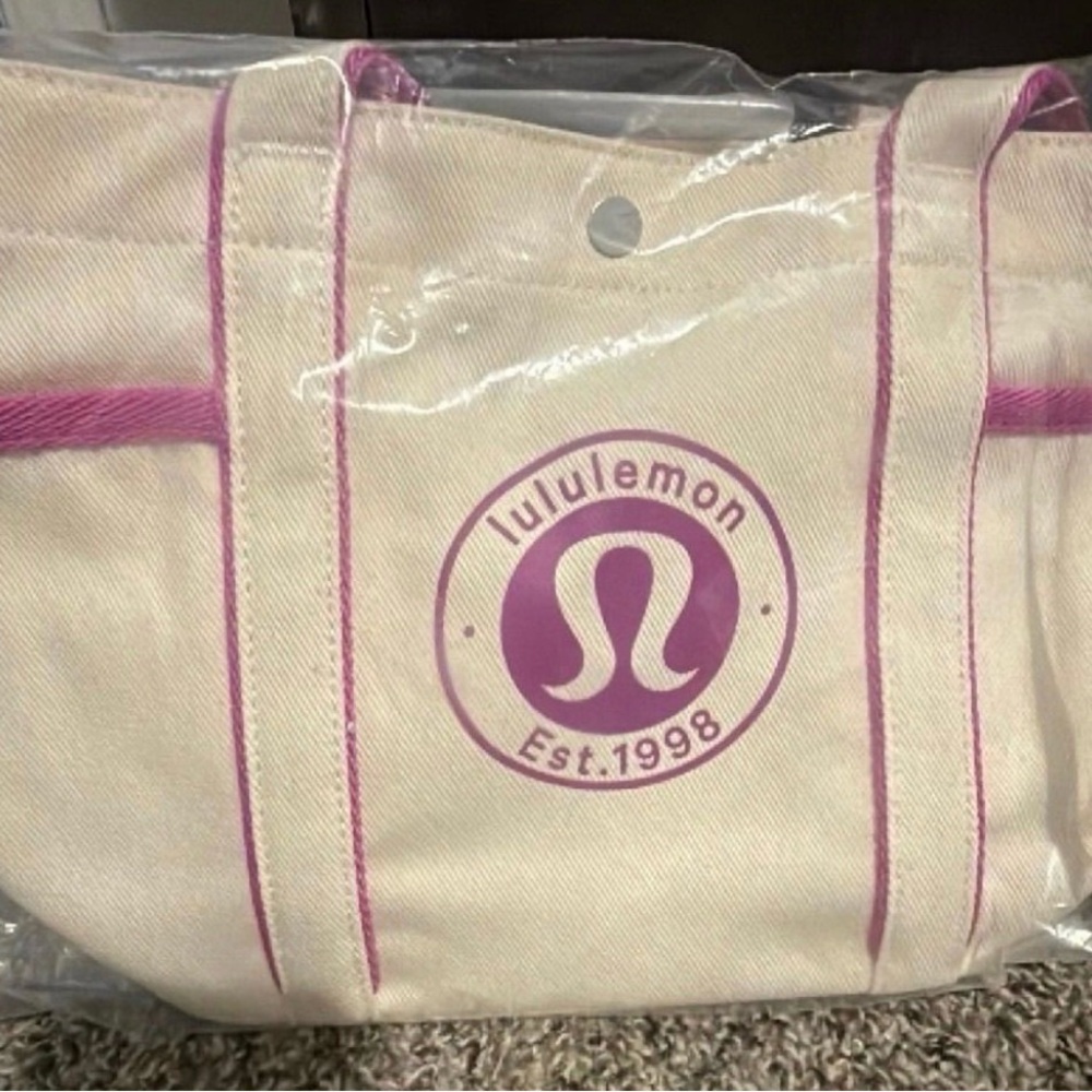 Sold out! lululemon Cream and Pink Mini Tote Bag